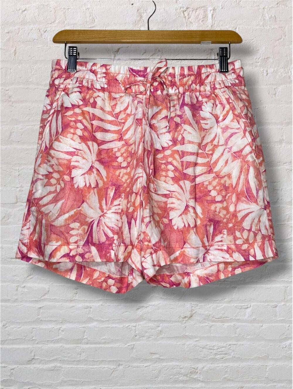 Tommy Bahama Pink Tropical Leaf Linen Short Quiet Lux Resort